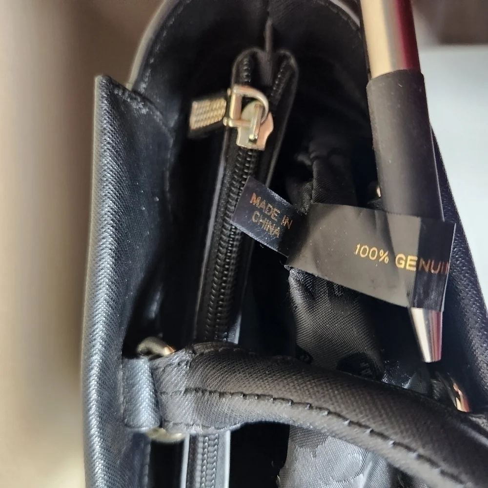 Rebecca Minkoff Monroe Black Saffiano Leather Purse Tote w/Crossbody Strap
